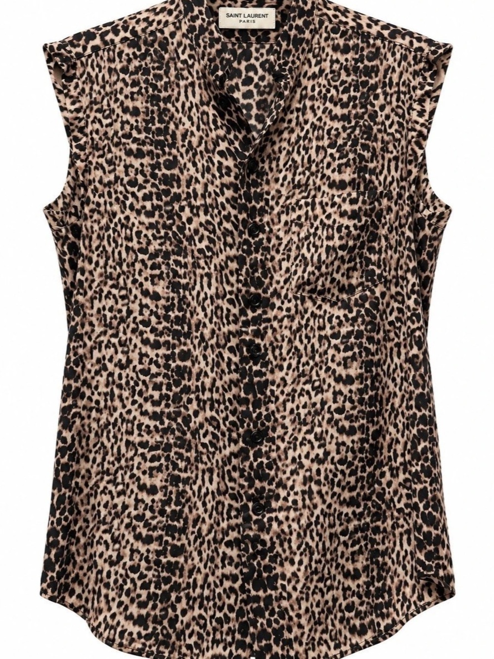 Saint Laurent Leopard Print Sleeveless Blouse FR 34.